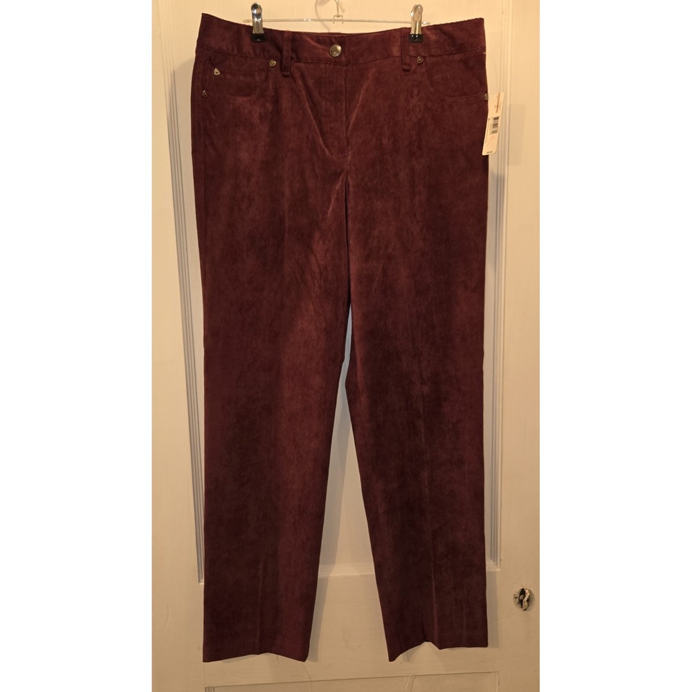 NWT New Direction Burgundy Wine Corduroy Straight‎ Leg Size 12